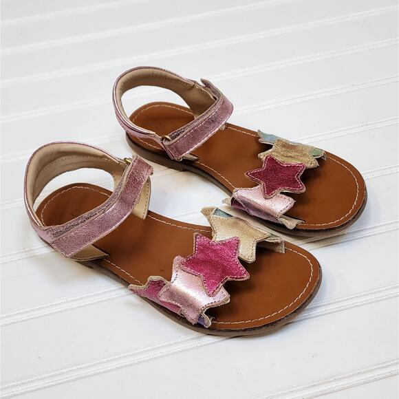 Mini Boden Other - Mini Boden Girls Metallic Star Sandals Size 1 Metallic Pink